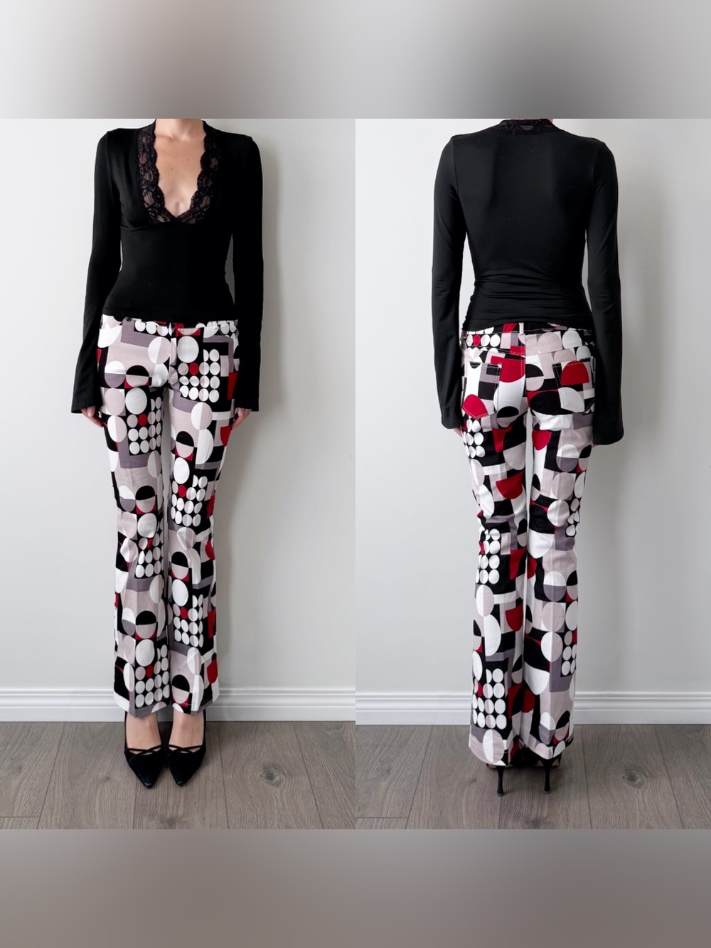 90s made in Italy art deco style flared trousers